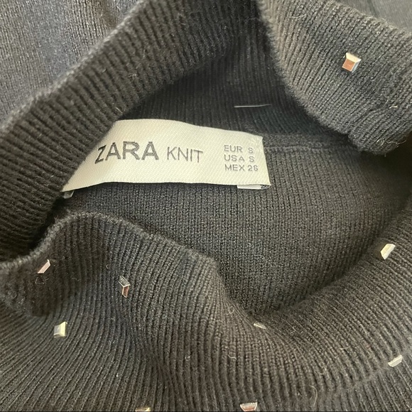 Zara Knit Black Silver Studded Midi Dress - Picture 4 of 6